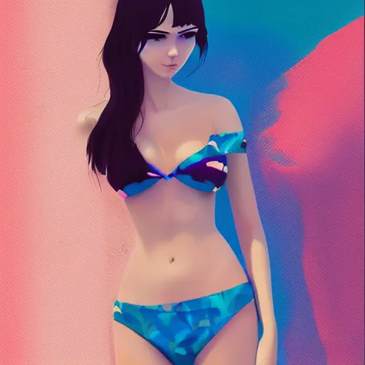 Prompt: girl wearing an bikini made of butterfly, art made by ilya kuvshinov