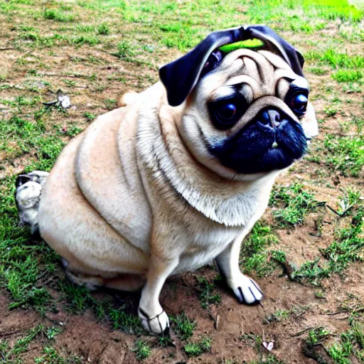 Image similar to a Rabbit-Pug Hybrid, A Rabbit that looks like a pug, huge tusks, afternoon hangout, good times photograph, candid