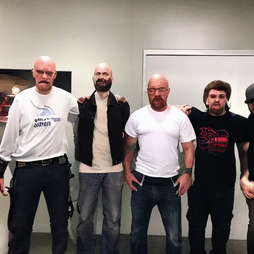 Image similar to walter white with the overwatch team