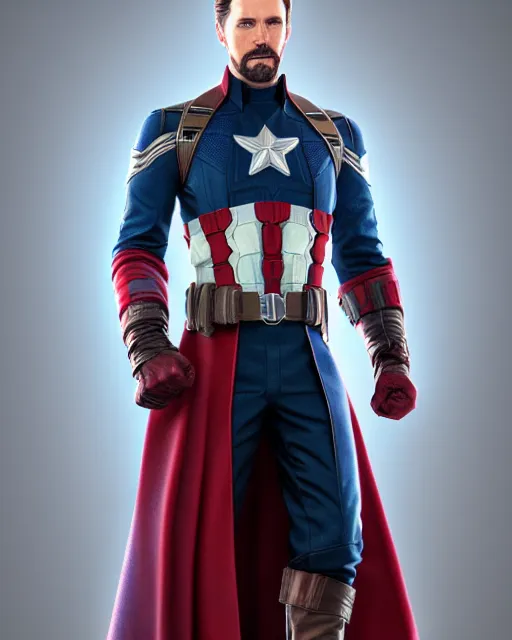 Image similar to captain america with doctor strange outfit - up profile portrait. beautiful hyperrealistic intricate highly detailed octane 3 d render