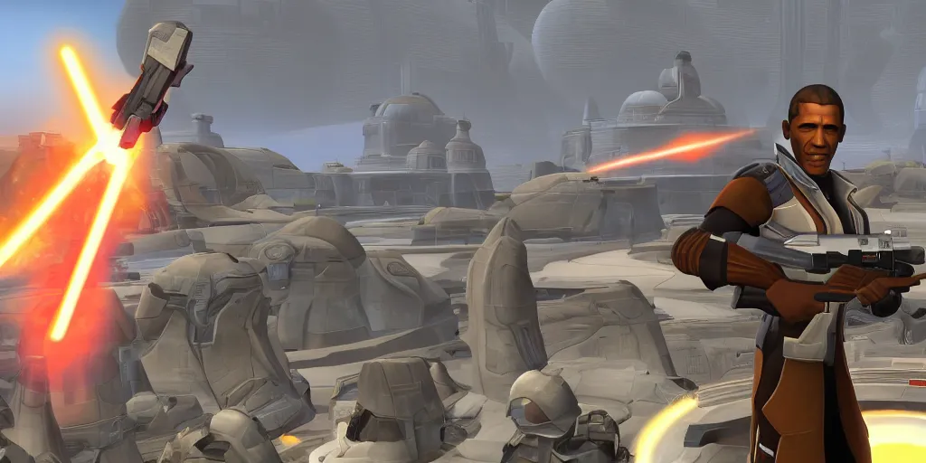 Image similar to screenshot, obama in swtor