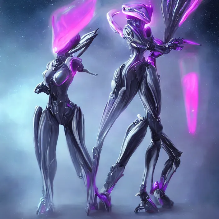 Image similar to cinematic shot, bust, cosmic sized perfectly proportioned stunning beautiful hot female warframe, anthropomorphic robot mecha female dragon, silver, fuschia leds, floating in empty space, nebula sized, holding a galaxy, epic proportions, epic size, epic scale, furry art, dragon art, giantess art, warframe fanart, furaffinity, deviantart
