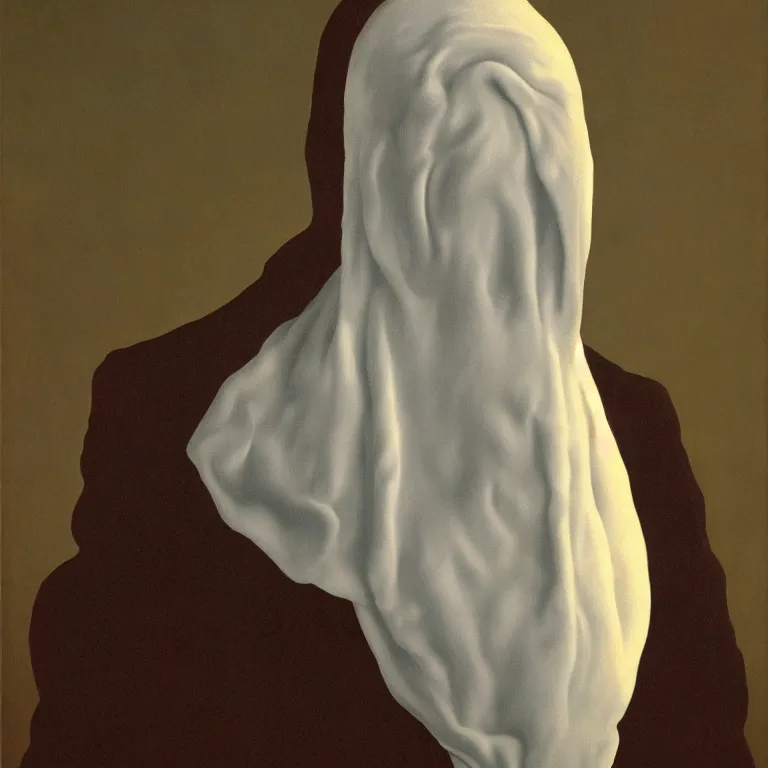 Image similar to portrait of a ghost, by rene magritte, detailed painting, hd, hq, high resolution, high detail, 4 k, 8 k