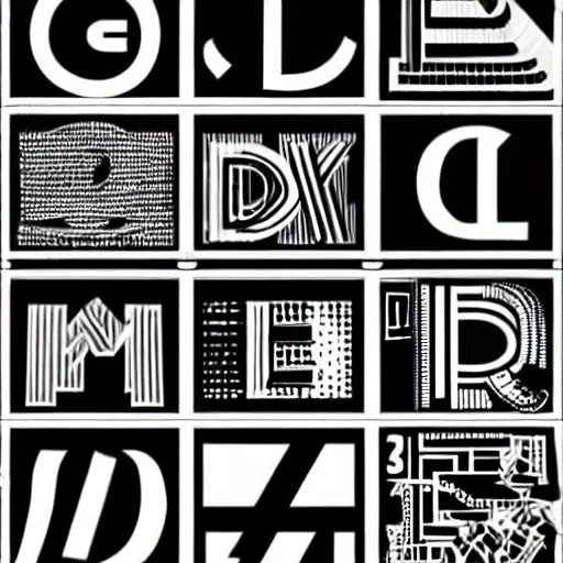 Image similar to the alphabet!! typography, high contrast, front and back, layers, helvetica, in the bauhaus style