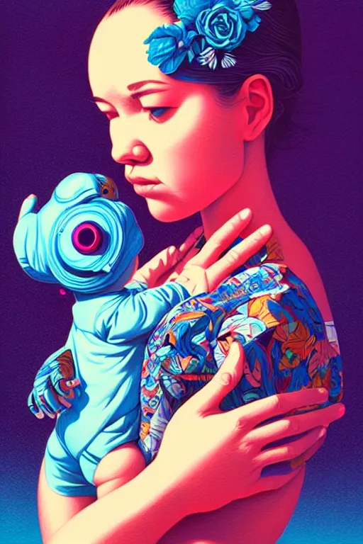Image similar to a baby in a pocket, tristan eaton, victo ngai, artgerm, rhads, ross draws