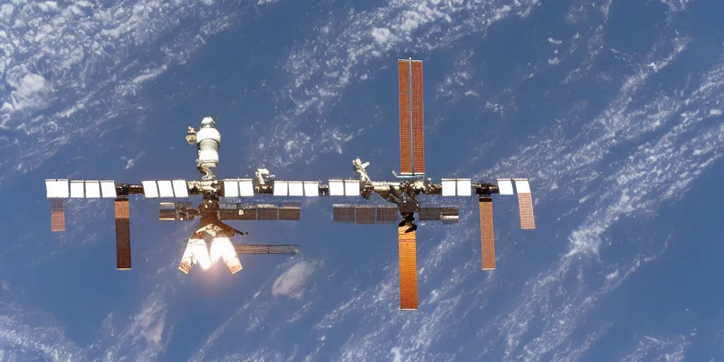 Image similar to the international space station reentering the atmosphere
