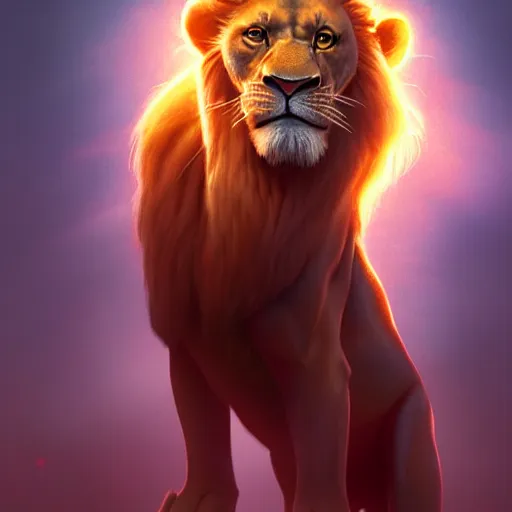 Image similar to portrait of doc brown riding on ( ( ( lion king ) ) ), disney animation, sharp, illustration, sharp, fanart, anime key art by greg rutkowski, bloom, dramatic lighting sharp focus, cinematic, artbook, smooth, centered