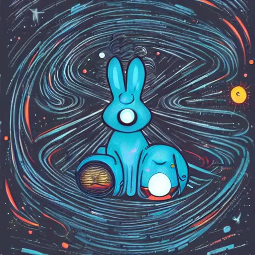 Image similar to A lost sci-fi rabbit, space rabbit, interstellar black hole, by James Jean And WLOPPRO