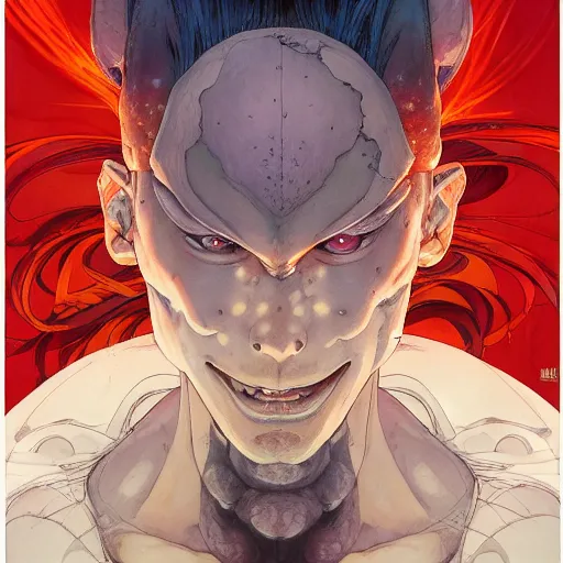 Image similar to prompt : magma character portrait soft light painted by james jean and katsuhiro otomo and erik jones, inspired by evangeleon anime, smooth face feature, intricate oil painting, high detail illustration, sharp high detail, manga and anime 1 9 9 9