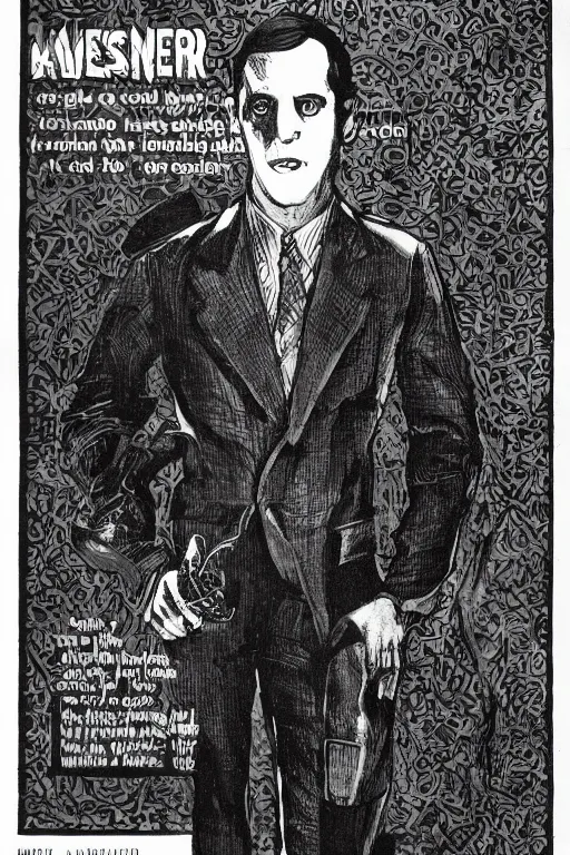 Image similar to menswear ad by hp lovecraft