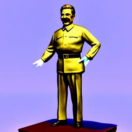 Image similar to stalin glitter figurine commerical, white background, 3d render