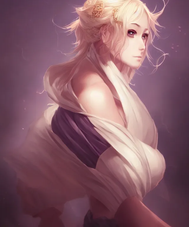 Image similar to anime goddess wearing toga by charlie bowater and artgerm, full body portrait, intricate, face, elegant, beautiful, highly detailed, dramatic lighting, sharp focus, trending on artstation, artstationhd, artstationhq, unreal engine, 4 k, 8 k