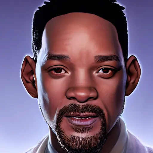 Image similar to portrait of will smith the mage of flame slaps, anime fantasy illustration by tomoyuki yamasaki, kyoto studio, madhouse, ufotable, square enix, cinematic lighting, trending on artstation