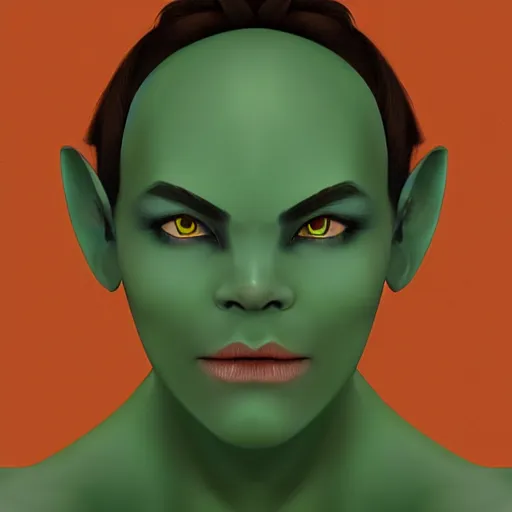 Image similar to character portrait of a green orc female, light green tone beautiful face by hsiao - ron cheng