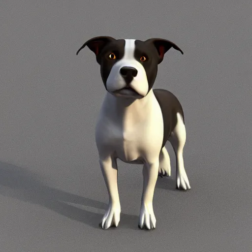 Image similar to 3 d model of a staffordshire terrier, octane render, raytraced