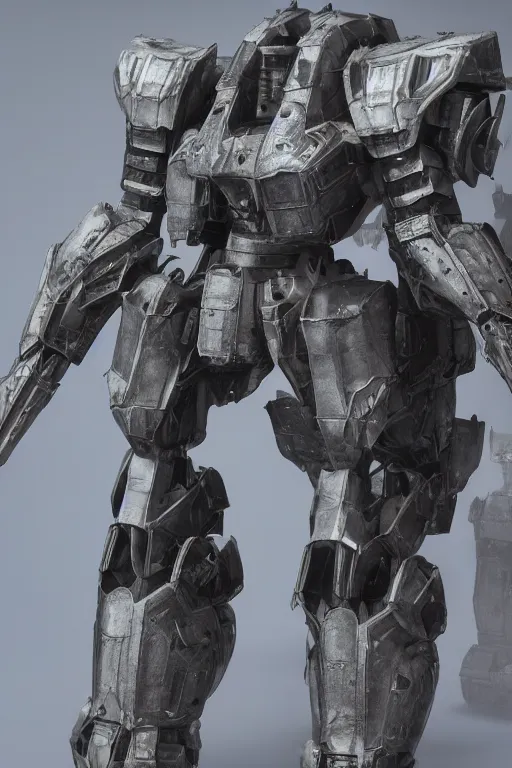 Image similar to skinny full body heavy armor armored core, hyper detailed cinematic rendering, hyper detailed, weathering armor plating, endoekeleton exposure, 8 k, octane render, unreal engine, ray tracing