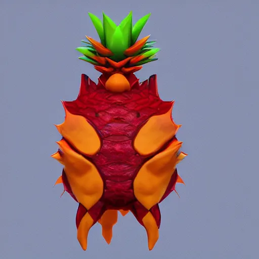 Image similar to a pokemon that looks like a nepenthes, with a pineapple hair, digital art. trending on art station, unreal engine.