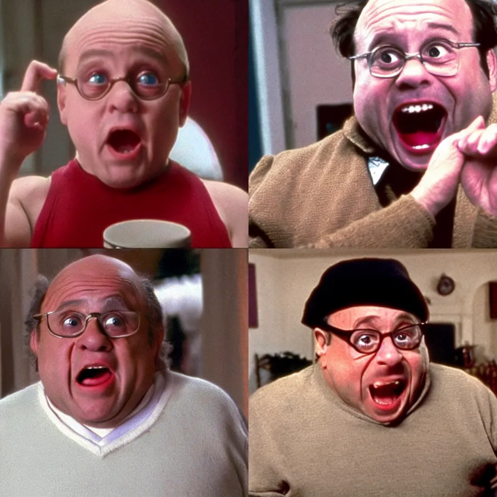 Prompt: Still from Danny DeVito Home Alone reboot, heavily downvoted