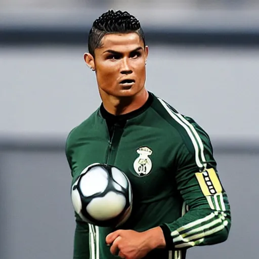 Prompt: carlos cabello rey as cristiano ronaldo with long hair