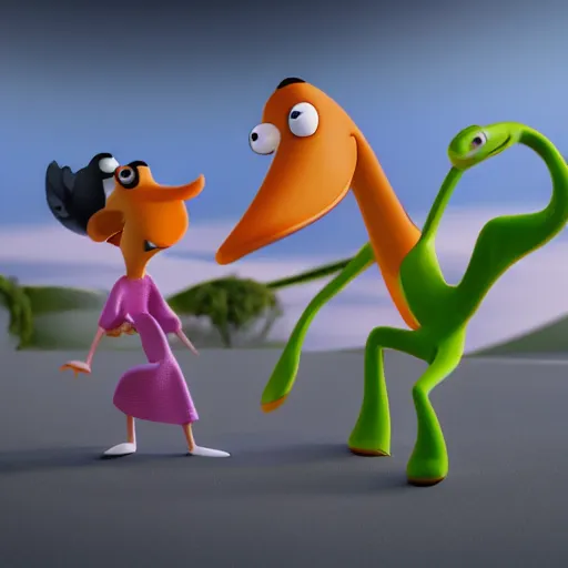 Prompt: Phineas and Ferb 3D octane 8K render