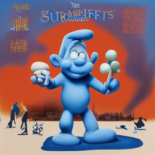 Prompt: the smurfs on the beatles album cover, 8 k resolution hyperdetailed surrealism