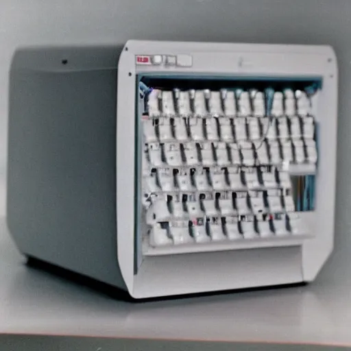 Image similar to Close-Up shot of a 1980s personal computer, highly detailed