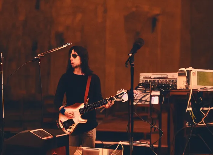 Image similar to a high resolution photograph of sunn o ) ) ) playing live at the vatican