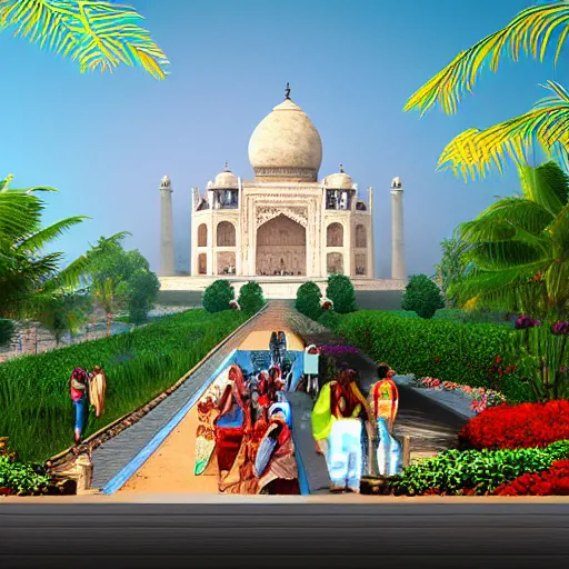 Image similar to advertisement indian tourism brochure, realistic render, detailed