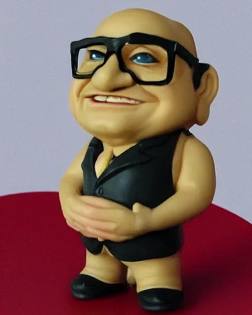 Image similar to a cute little plastic chibi statuette of danny devito trash man special edition, ebay listing, product picture, advertisement, thumbnail