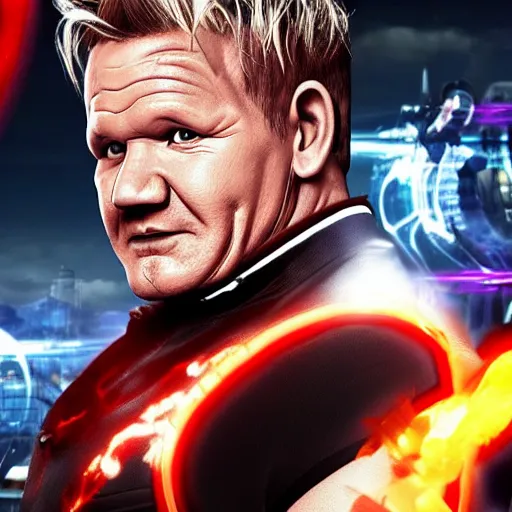 Image similar to gordon ramsay in tekken 7, gameplay, fighting game,