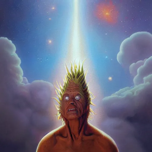 Image similar to UHD tonalism cosmic painting of Beavis as Cornholio, by Antonio Caparo and Ferdinand Knab and Greg Rutkowski, UHD, photorealistic, trending on artstation, trending on deviantart