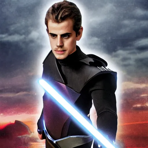 Prompt: hayden christensen as the black power ranger, digital photography, high detail,