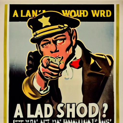 Prompt: a world war two propaganda poster of a man pointing, in the style of laidecker