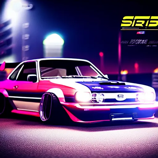 Image similar to a car S30 turbo drift at illegal car meet, Saitama prefecture, midnight mist lights, cinematic color, photorealistic, highly detailed wheels, highly detailed