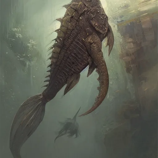Image similar to plecostomus monster, sharp focus, illustration, highly detailed, digital painting, concept art, matte, art by ruan jia and wlop and greg rutkowski, masterpiece