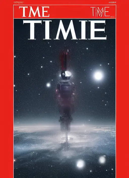 Image similar to TIME magazine cover, the coming AI singularity, 4k