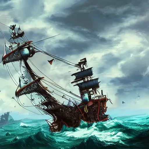 Prompt: pirate ship fighting off leviathan under sunny skies, trending on artstation, ultra fine detailed, hyper detailed, hd, concept art, digital painting