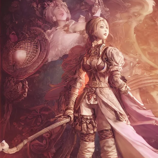 Image similar to the portrait of neutral good colorful female cleric bard as absurdly beautiful, gorgeous, elegant, young gravure idol, an ultrafine hyperdetailed illustration by kim jung gi, irakli nadar, intricate linework, sharp focus, bright colors, octopath traveler, final fantasy, unreal engine 5 highly rendered, global illumination, radiant light, detailed and intricate environment