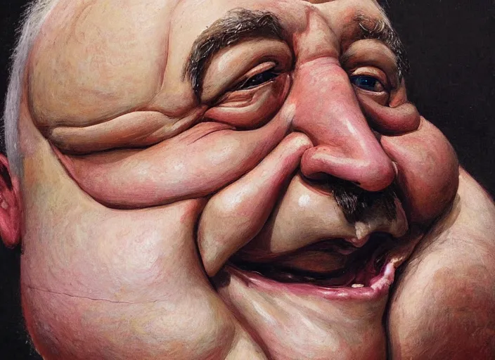 Prompt: a highly detailed obese portrait of a dentist, james gurney, james jean