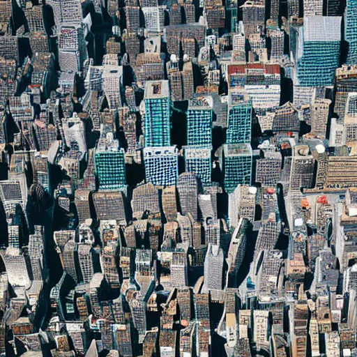 Image similar to a city where all the buildings are cheese graters, photograph, aerial view, panoramic
