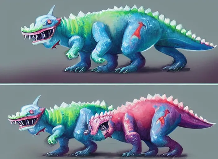 Prompt: concept art of cute candy dinosaurs, oil painting by jama jurabaev, extremely detailed, brush hard, artstation, for aaa game, high quality, brush stroke