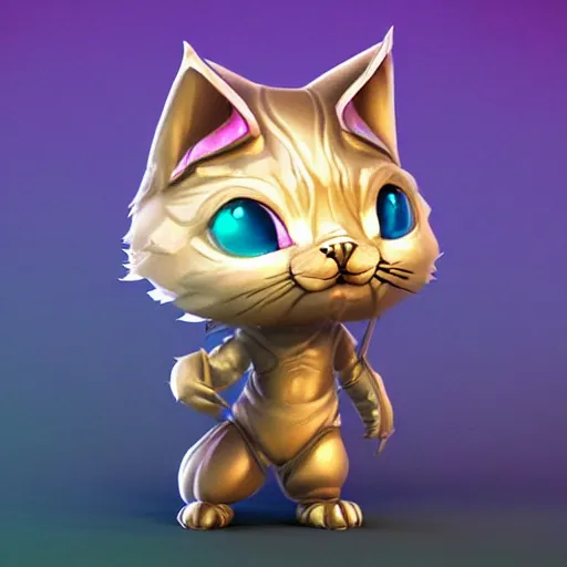 Image similar to super cute fantasy cat warrior 3D concept art by beeple and Raffaello Sanzi, anthropomorphic, glowing effect, ornate, dynamic, centered, sharp focus, beautiful detailed, face very realistic, Game Art!!, hyper detailed, no background, cartoon, cinematic, raytrace, Trend on artstation, C4D