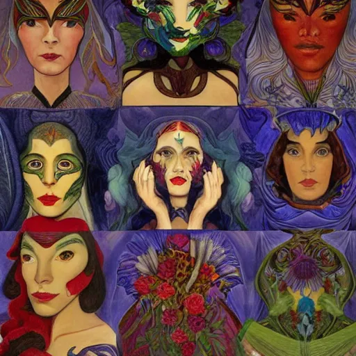 Prompt: a facemask made of stylized flowers, by evelyn de morgan and diego rivera and john watkiss and annie swynnerton, art deco shaman, art brut, symbolist, dramatic cinematic lighting, god rays, iridescent beetles, clean crisp graphics, smooth sharp focus, extremely detailed