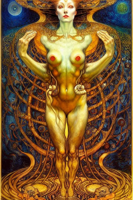 Image similar to Divine Chaos Engine by Karol Bak, Jean Delville, William Blake, Gustav Klimt, and Vincent Van Gogh, symbolist, visionary