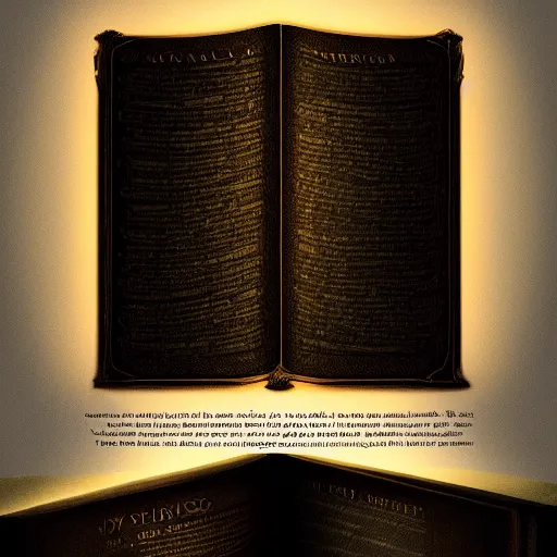 Prompt: light falling on a mythical book in dark background, dark color scheme, artstation