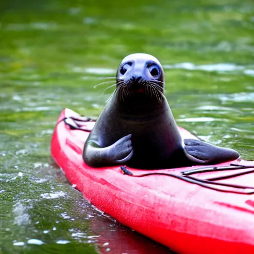 Image similar to happy baby seal kayaking