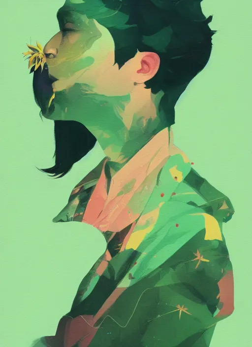 Prompt: profile picture by sachin teng, marijuana, organic painting, dreamy, smoke clouds, asymmetrical, green, matte paint, hard edges, energetic