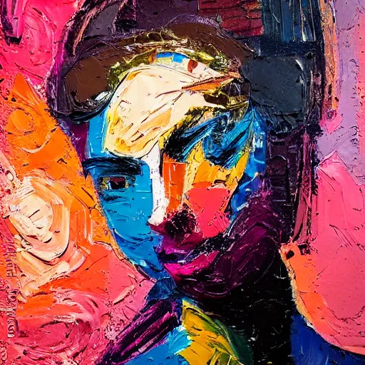 Prompt: portrait of a beautiful woman made of paint impasto abstract, emotive, beautifully lit, studio lighting, 8 k, highly detailed