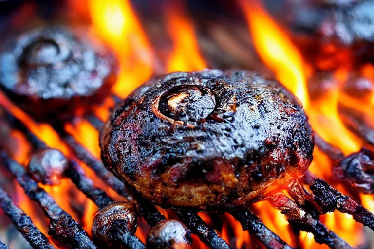 Image similar to roasted eyeball in barbeque, 4k