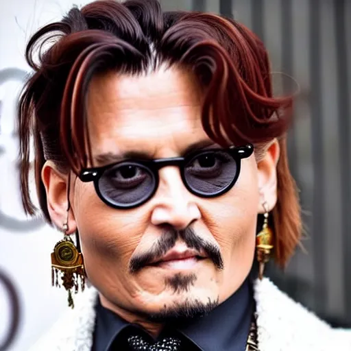 Image similar to Johnny Depp with Karen hairstyle